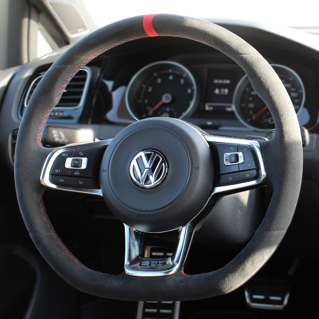 Drivers controls and steering wheel in the VW Volkswagen Polo GTI