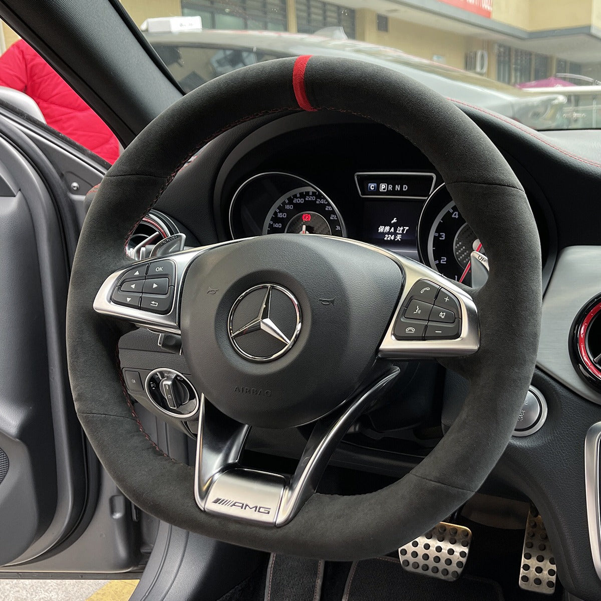 Custom Alcantara Steering Wheel Cover for Mercedes