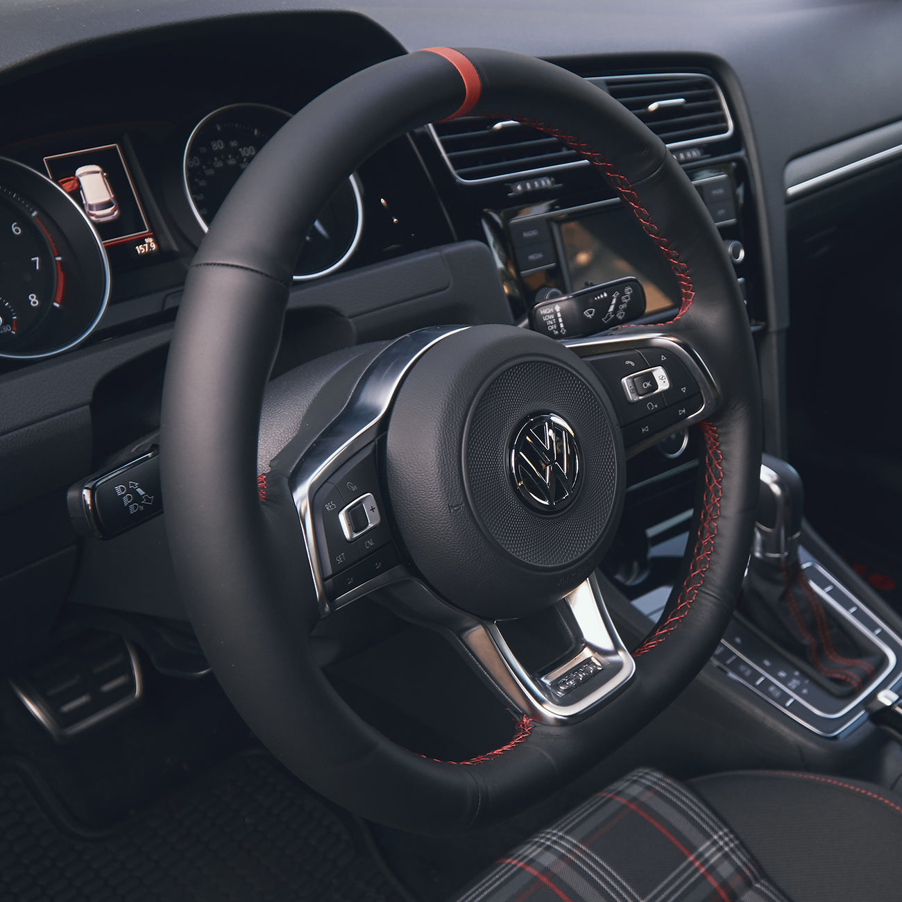 Custom Leather Steering Wheel Cover for VW