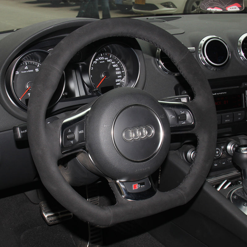 Custom Suede Steering Wheel Cover for Audi