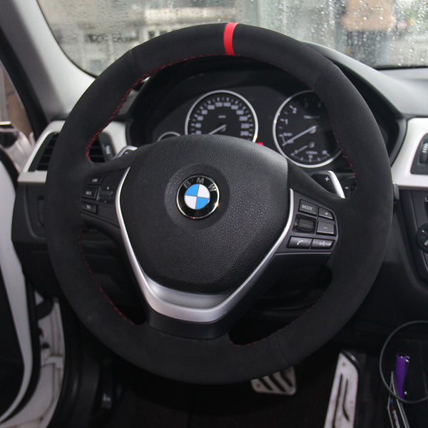 Custom Suede Steering Wheel Cover for BMW