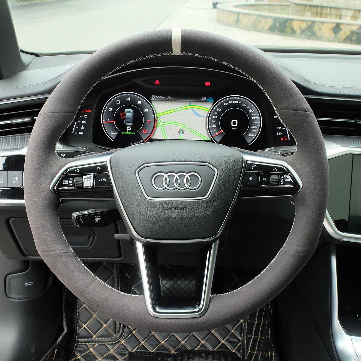 Custom Alcantara Steering Wheel Cover for Audi