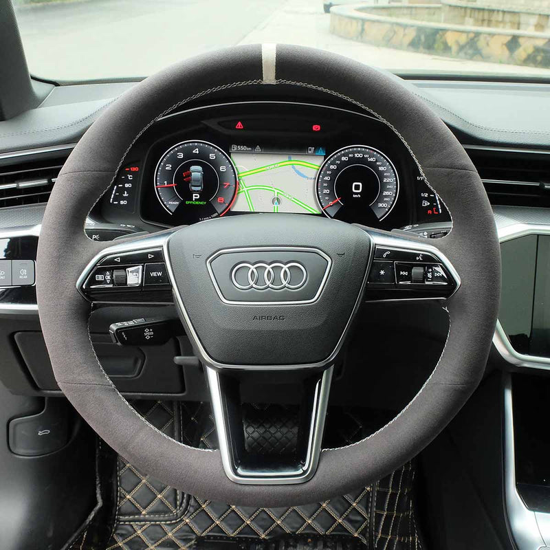 Custom Alcantara Steering Wheel Cover for Audi