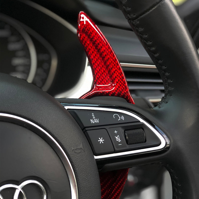 Red Carbon Fiber Steering Wheel Paddle Shifter For Audi A3 A4 B8 A5 A6 A7  Q3 Q5
