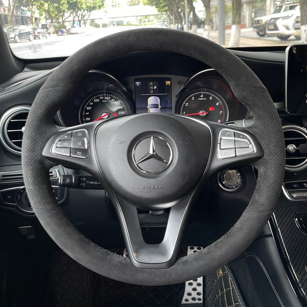 Custom Suede Steering Wheel Cover for Mercedes