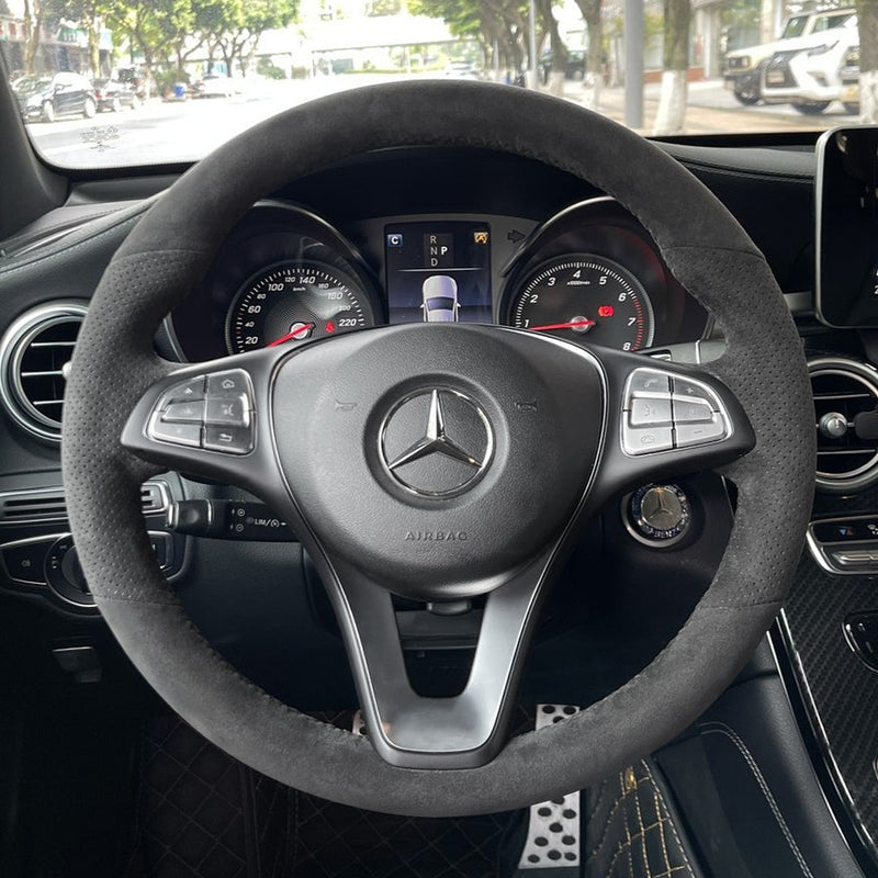 Custom Suede Steering Wheel Cover for Mercedes