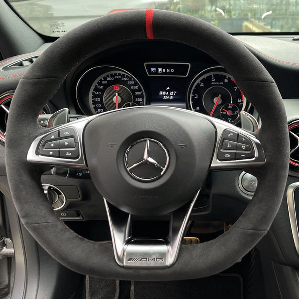 Custom Alcantara Steering Wheel Cover for Mercedes