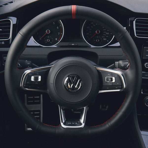 Custom Leather Steering Wheel Cover for VW